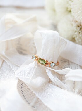 橄榄石托帕石戒指银饰活口戒指