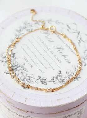 回馈款 日系简约精致通勤极细手链925纯银镀金双层素链百搭礼物女