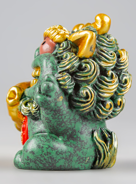 逗兽记青砂石摆件国潮桌面茶宠