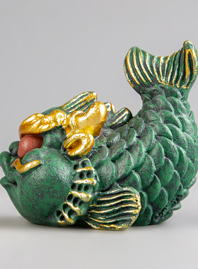 逗兽记青砂石摆件国潮桌面茶宠