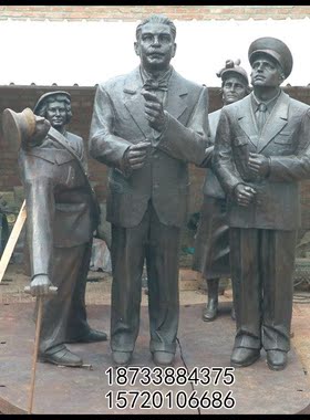 玻璃钢古代农耕劳动人民景观雕塑