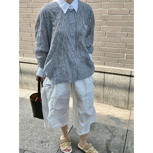 【现货】设计师品牌OIIORIRI 25SS肌理感立体七分阔腿裤 JULY - 图2