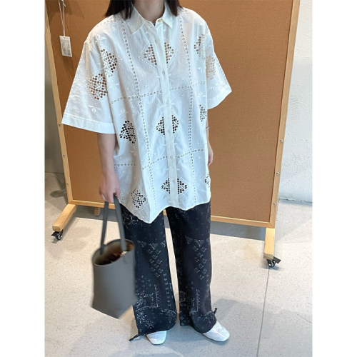 【新品】设计师品牌SESSUN 25PS镂空刺绣衬衫JULY - 图0