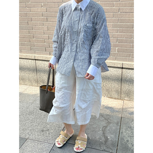 【现货】设计师品牌OIIORIRI 25SS肌理感立体七分阔腿裤 JULY - 图1