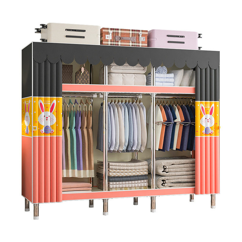 新疆包邮简易衣柜加粗加固合金接口布衣柜简约组装收纳整理衣橱,淘宝优惠券,粉丝福利购,淘宝优惠卷