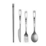 Палочки для еды, ложка, дорожный комплект, портативная металлическая посуда для кемпинга