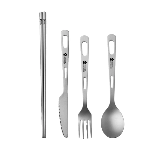 Палочки для еды, ложка, дорожный комплект, портативная металлическая посуда для кемпинга