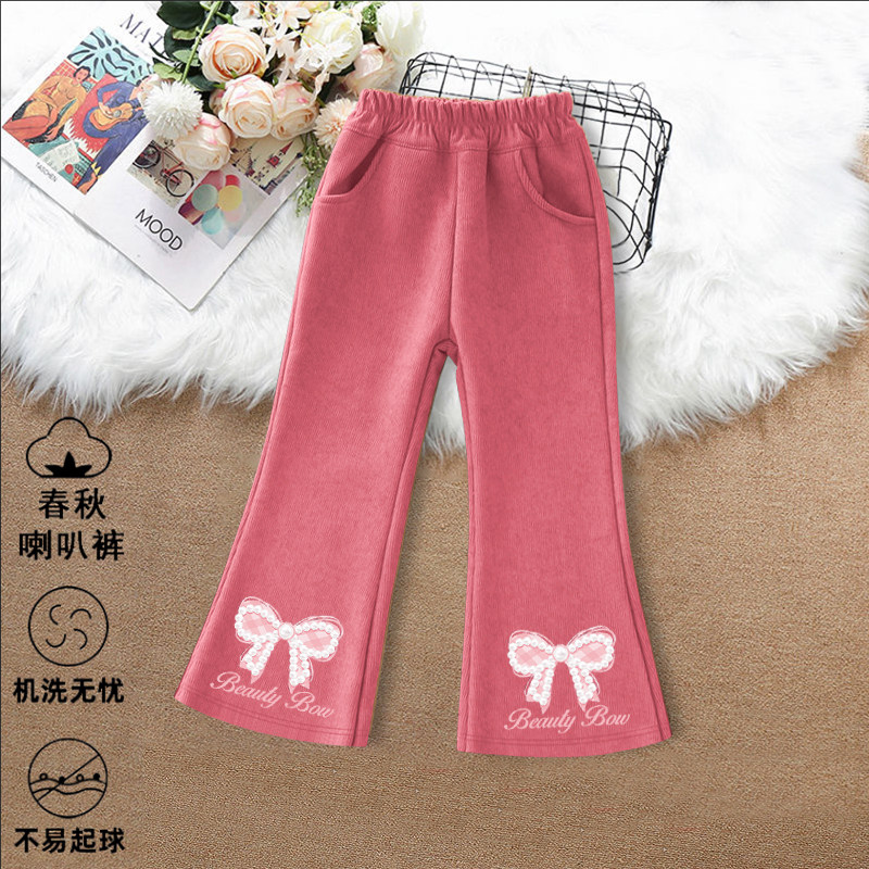 女童裤子春秋2025新款儿童喇叭裤粉色灯芯绒中大童微喇裤秋冬时尚,淘宝优惠券,粉丝福利购,淘宝优惠卷