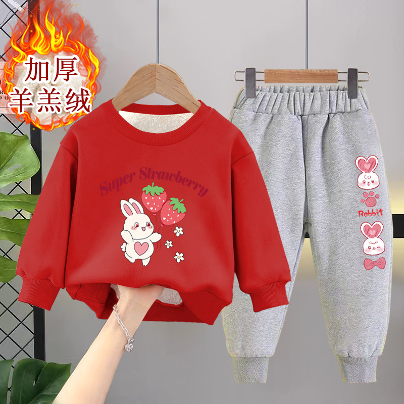女童冬装保暖卫衣套装洋气时髦女孩宽松儿童运动裤加绒加厚两件套,淘宝优惠券,粉丝福利购,淘宝优惠卷