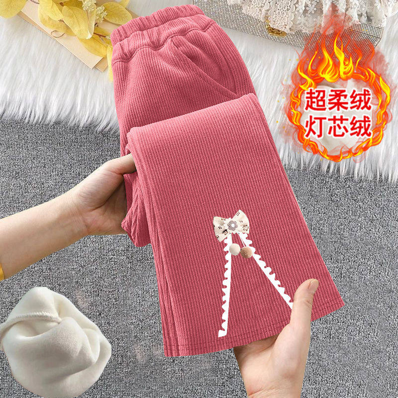 女童加绒加厚裤子秋冬灯芯绒一体绒女孩喇叭裤儿童宝宝外穿长裤潮,淘宝优惠券,粉丝福利购,淘宝优惠卷