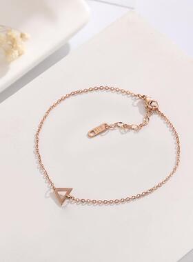 简约三角形钛钢18K彩金手链脚链