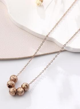 复古转运五福珠钛钢镀18K金项链