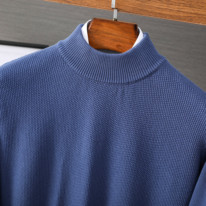 精纺纯棉半高领针织衫男士打底衫全棉线衣冬季宽松百搭潮流毛衣,淘宝优惠券,粉丝福利购,淘宝优惠卷