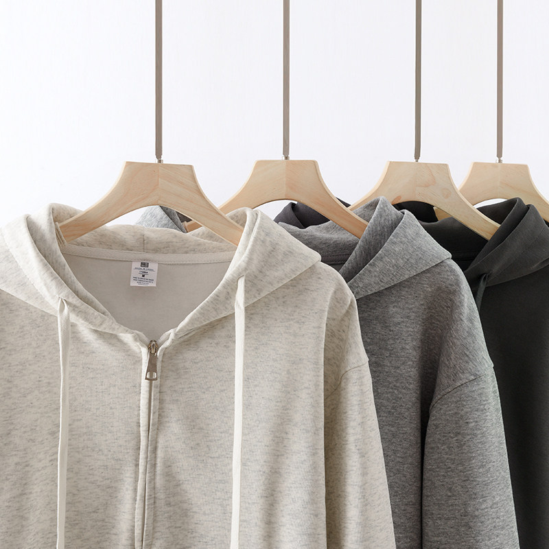 日系秋季新款卫衣男拉链开衫宽松运动外套青中年纯色情侣女连帽衫,淘宝优惠券,粉丝福利购,淘宝优惠卷