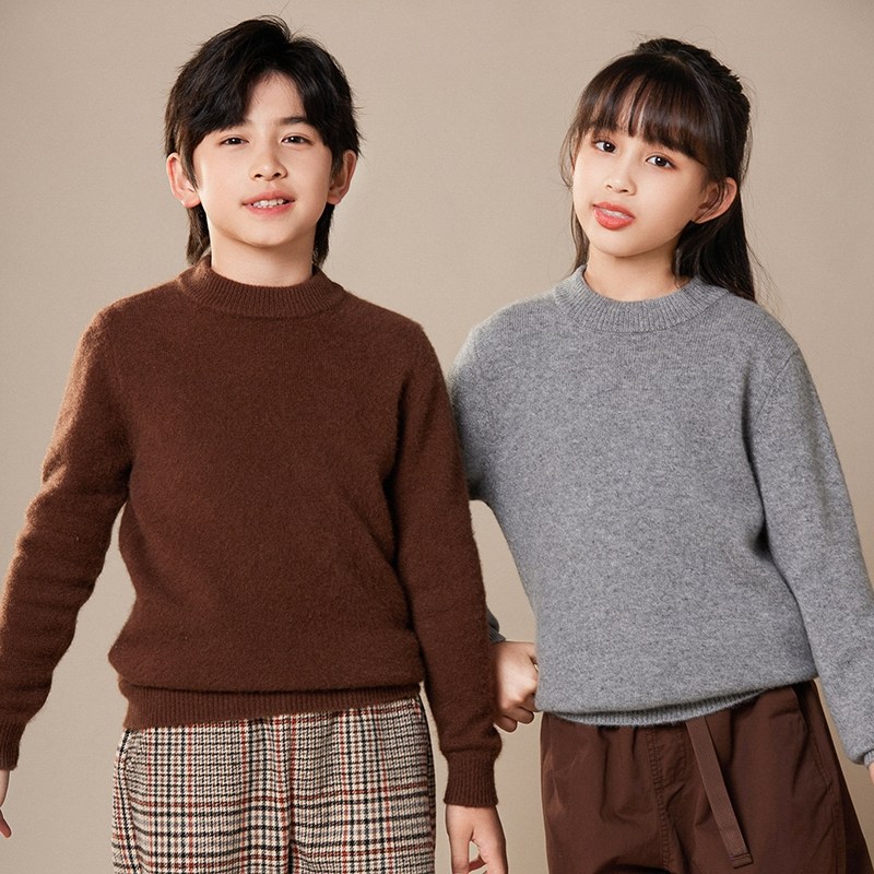 儿童羊毛衫半高领男童套头毛衣女童薄款针织打底衫纯色中大童加厚,淘宝优惠券,粉丝福利购,淘宝优惠卷