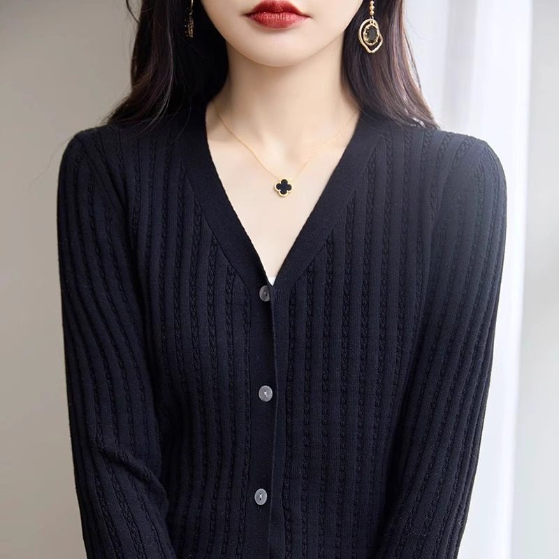 100%纯棉线长袖针织衫开衫女短外套毛衣韩版简约纯色百搭外搭全棉,淘宝优惠券,粉丝福利购,淘宝优惠卷