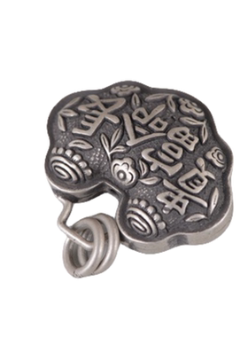 925银复古文艺富贵花开锁包如意吊饰编绳挂饰男女双吊环吊坠礼物