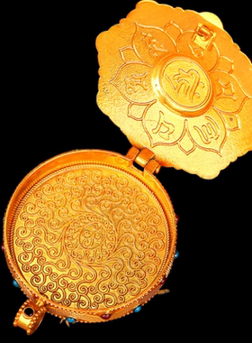 名族风大号嘎乌盒男女款可打开吊坠随身配件吉祥八宝镶嵌吊坠礼物