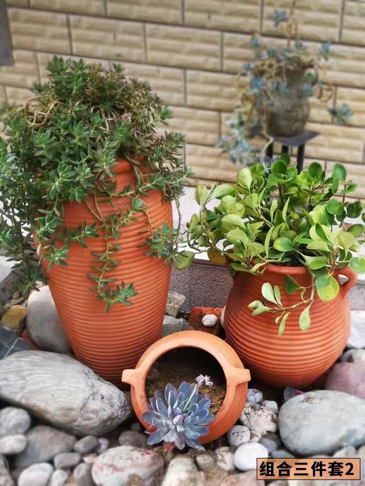 别墅庭院粗陶复古陶罐红陶陶土花盆特大号陶瓷花瓶青山盆种树 - 图2