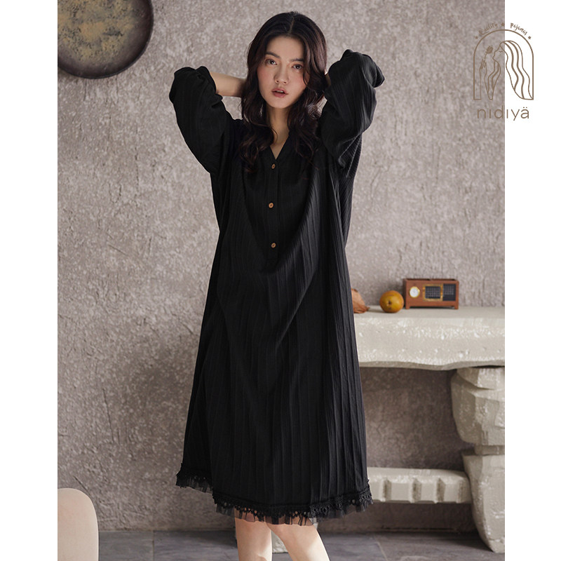 妮狄娅2021新款秋季纯棉长袖睡裙 妮狄娅服饰睡裙