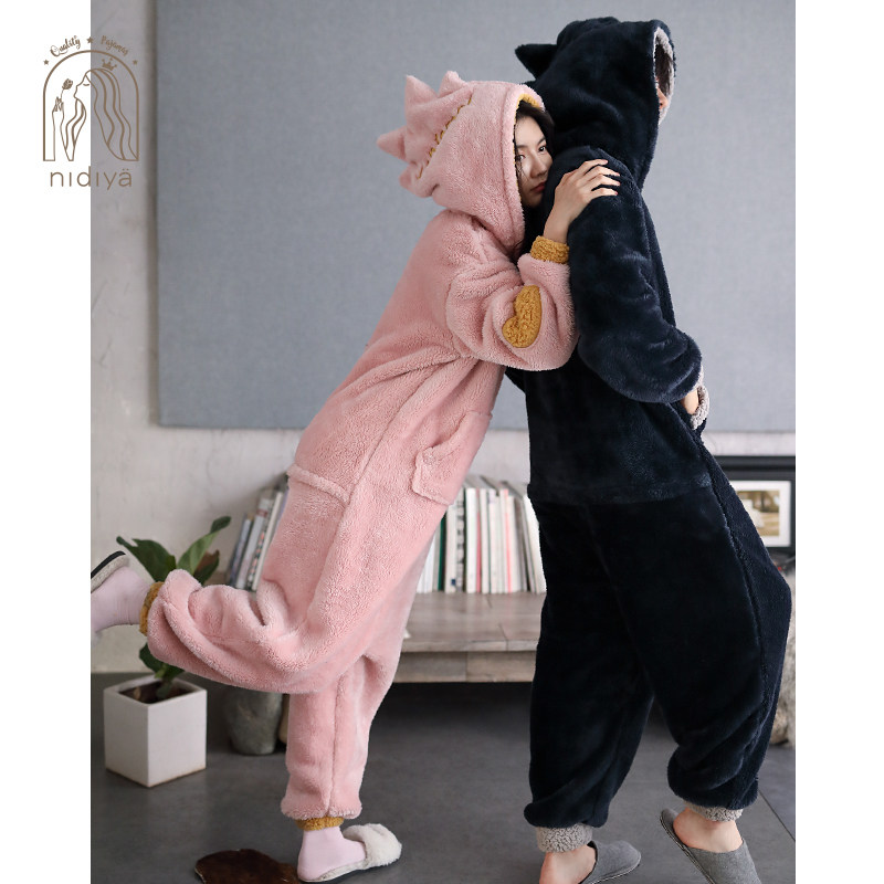 妮狄娅珊瑚绒情侣冬长袖卡通睡衣 妮狄娅服饰睡衣/家居服套装