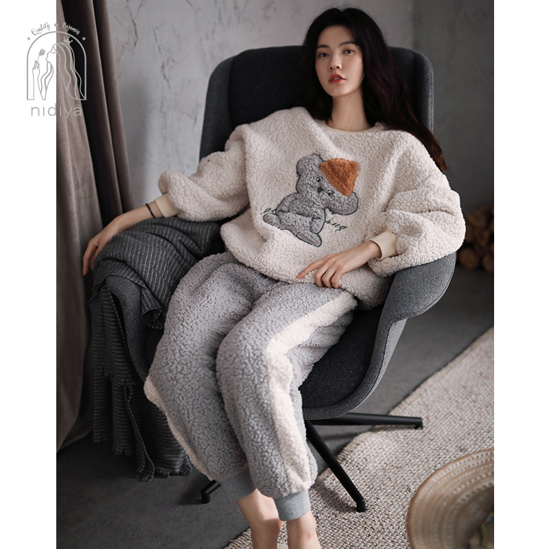 妮狄娅冬羊羔绒长袖卡通保暖睡衣 妮狄娅服饰睡衣/家居服套装