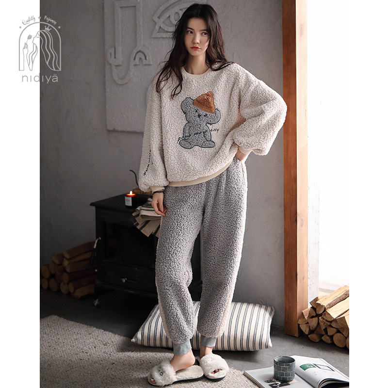 妮狄娅冬羊羔绒长袖卡通保暖睡衣 妮狄娅服饰睡衣/家居服套装
