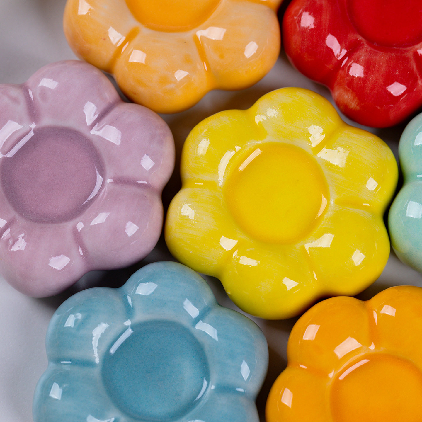 创意花朵实心托盘小摆件陶瓷转转乐配件转转底座茶杯垫工艺装饰品,淘宝优惠券,粉丝福利购,淘宝优惠卷