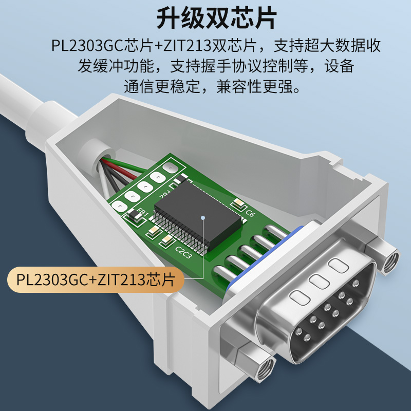 帝特USB转九针串口接头免焊串口线对接端子1.5米pl2303串口线usb转232串口数据连接线9针公头com口工业级-图2