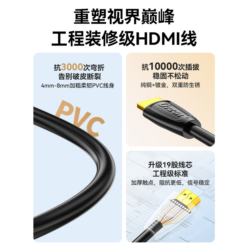 帝特hdmi线高清线2.0笔记本电脑电视显示器屏机顶盒连接线3/5米