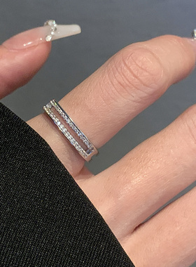 显手细~闪闪锆石珍珠戒指女叠戴