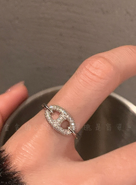 蹦迪闪~满钻猪鼻子戒指女可调节