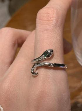 显手细灵蛇开口戒指女小众设计感