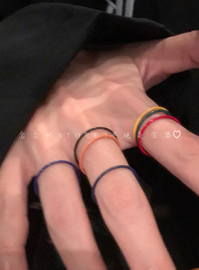 多巴胺彩色素圈戒指环女小众设计