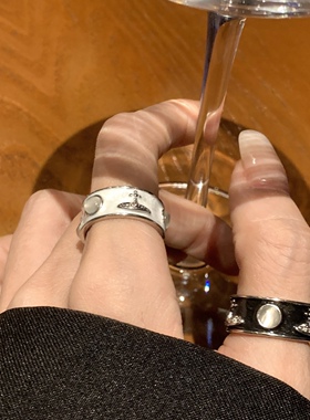 显手细猫眼石土星甜酷开口戒指女