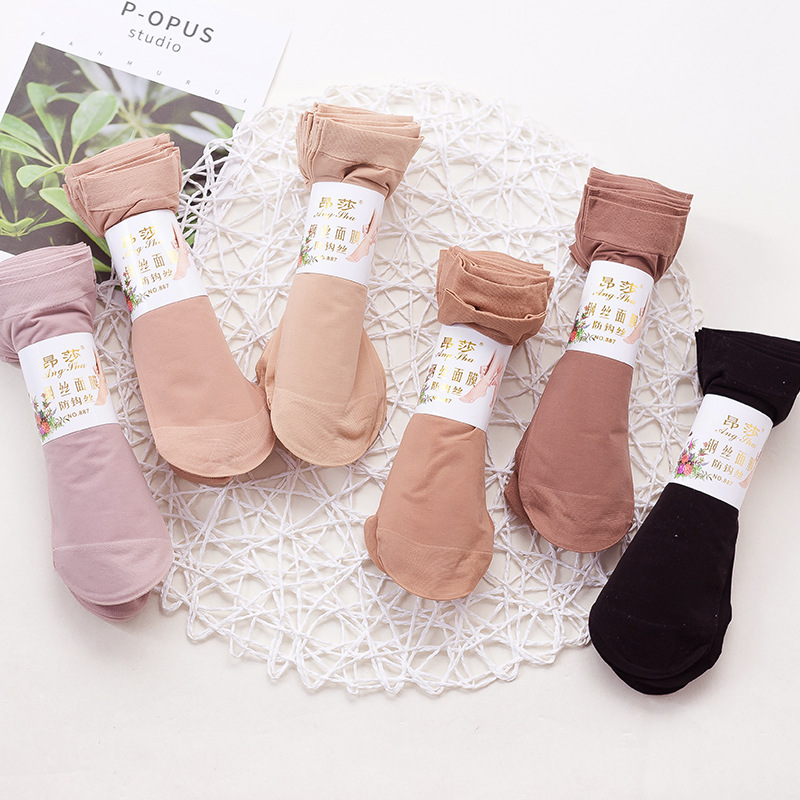 10Pairs Skin Color Transparent Thin Women Crystal Silk Socks - 图2