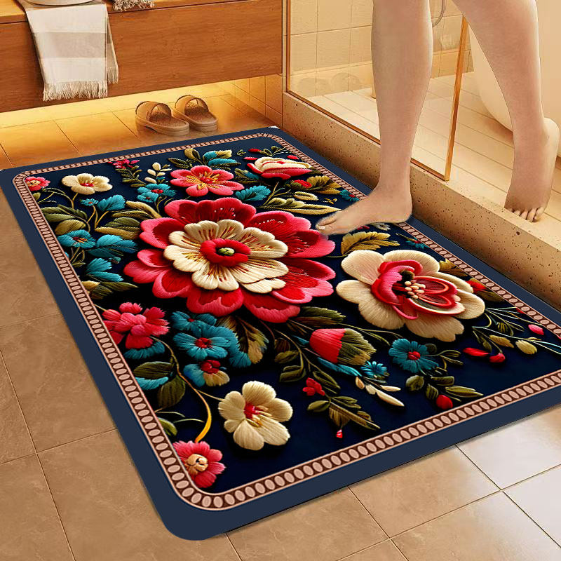 中式国风卫生间门口地垫洗澡间门垫硅胶防滑垫浴室软硅藻吸水脚垫,淘宝优惠券,粉丝福利购,淘宝优惠卷
