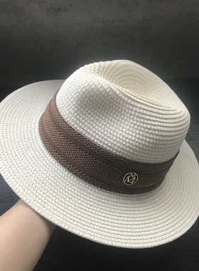 度假白色巴拿马夏天出游海边草帽