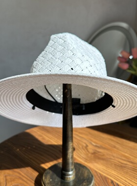 极简手工草编宽檐防晒巴拿马帽