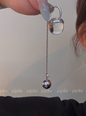 pipi小众设计冰透灯泡流苏两戴耳环简约甜美百搭清凉感银针耳饰