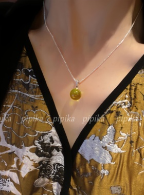 pipi原创设计新中式绿色灯泡项链女小众百搭潮酷个性高级感简约感