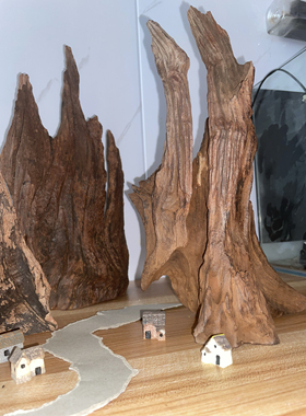 天然形成紫柚木皮刺沉木鱼缸造景部分装饰摆件景观需泡沉会黄水