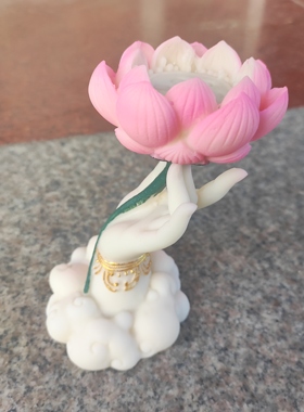 象牙果莲花佛手实心手香托香架菩萨佛祖香炉意境摆件