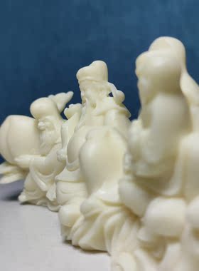象牙果雕刻一体三星高照福禄寿祝寿家居客厅桌面汽车摆件工艺品