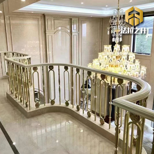 法拉之升现代轻奢室内铝合金立柱实木楼梯扶手欧式别墅护栏定制 - 图3