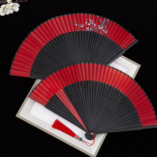 扇子中国风舞蹈扇折扇网红流苏便携古风汉服跳舞表演礼品小竹扇夏 - 图0