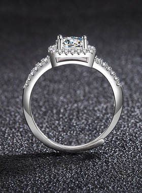 s925银几何可调节不褪色锆石戒指