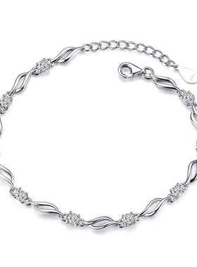 S925纯银爱心手链女简约情侣手环