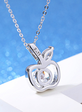 S925银苹果吊坠女简约防过敏项链