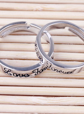 S925银情侣戒指一对求婚开口对戒